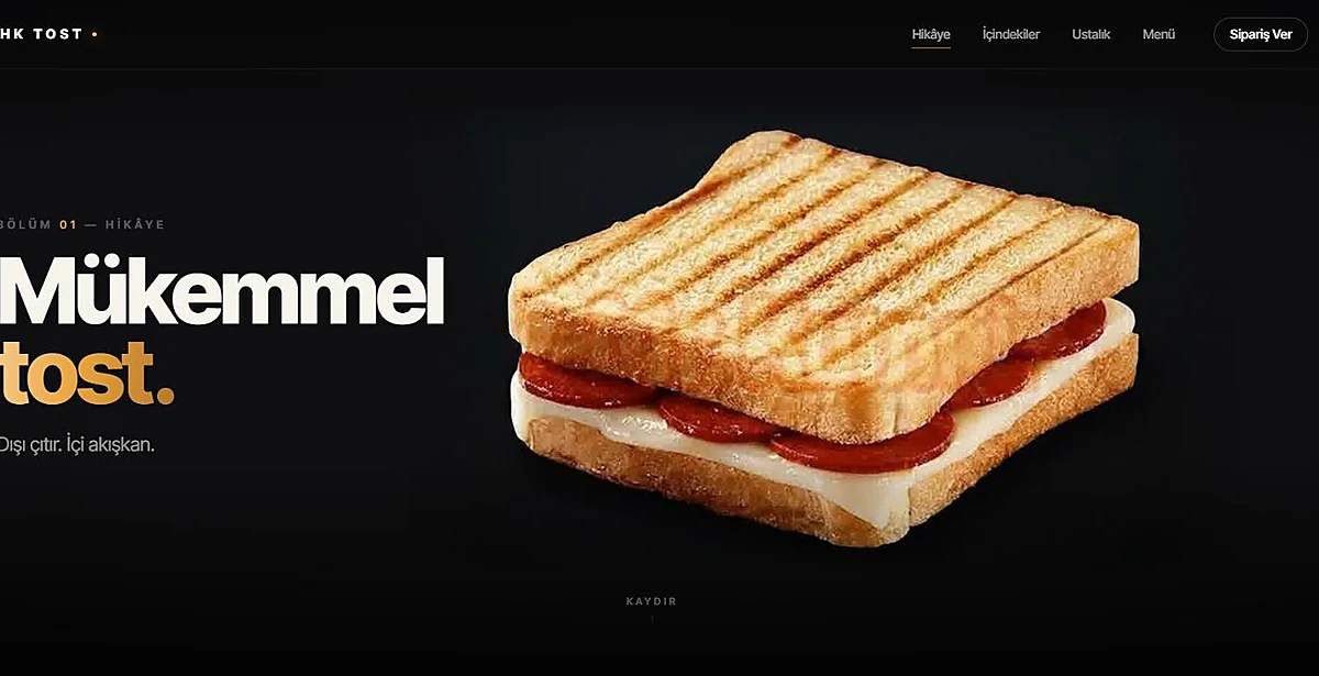 HK Tost & Kahve sitesinin açılış ekranı